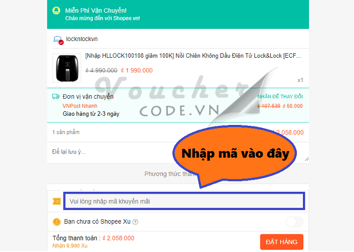 Hướng dẫn cách nhập mã giảm giá Shopee