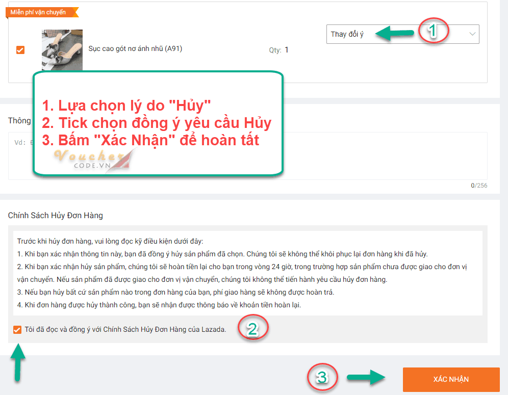 Huong dan huy don hang tren lazada 3 Hướng Dẫn hủy đơn đặt hàng trên Lazada