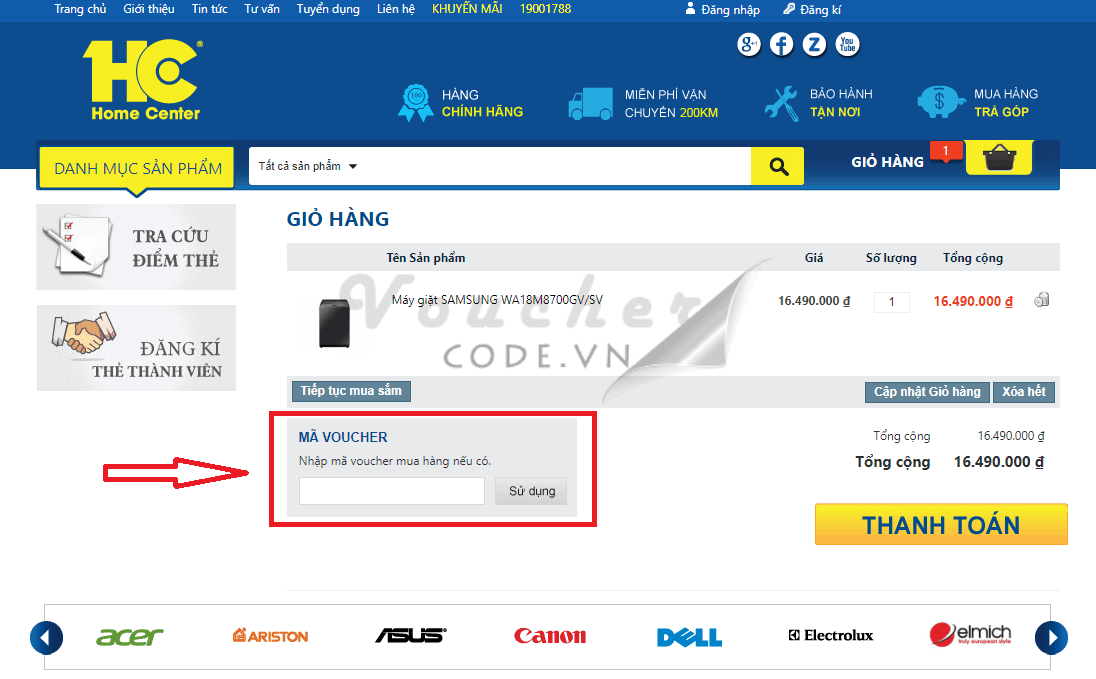 Mã giảm giá HC, voucher HC, mã khuyến mãi HC