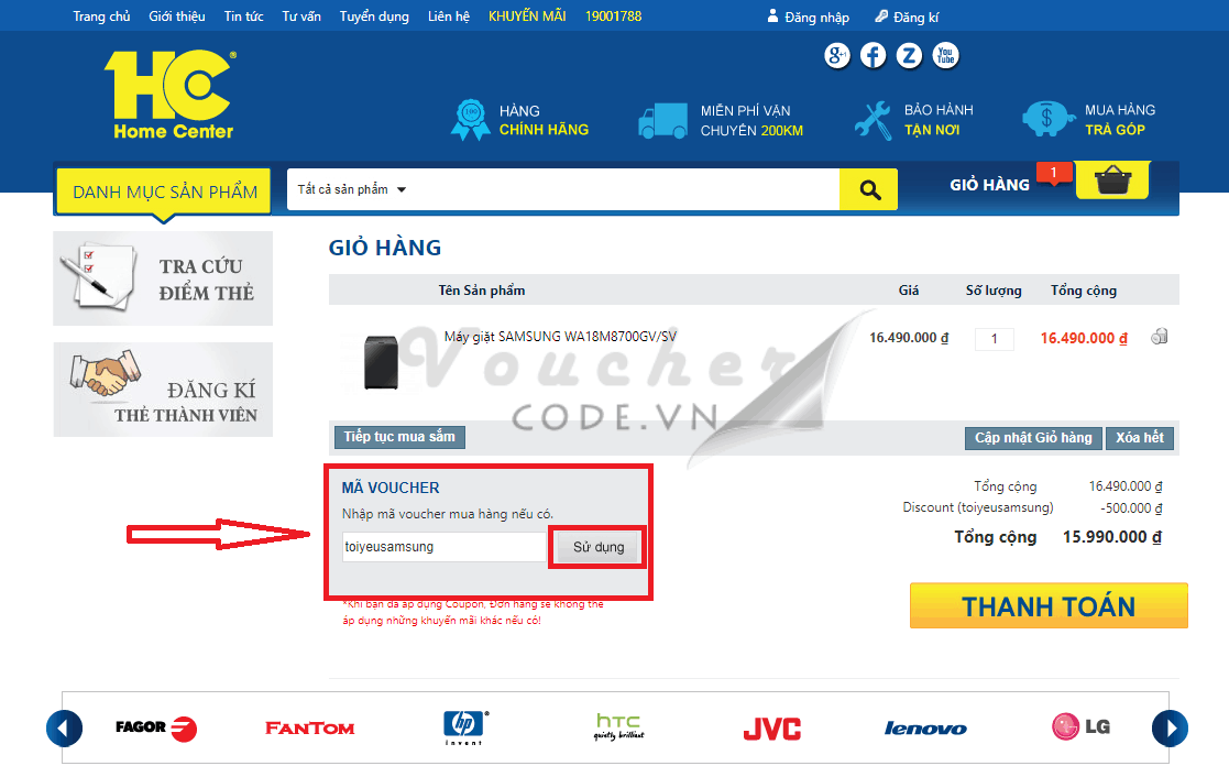 Mã giảm giá HC, voucher HC, mã khuyến mãi HC