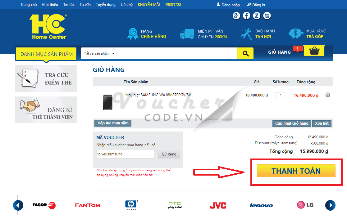 Mã giảm giá HC, voucher HC, mã khuyến mãi HC