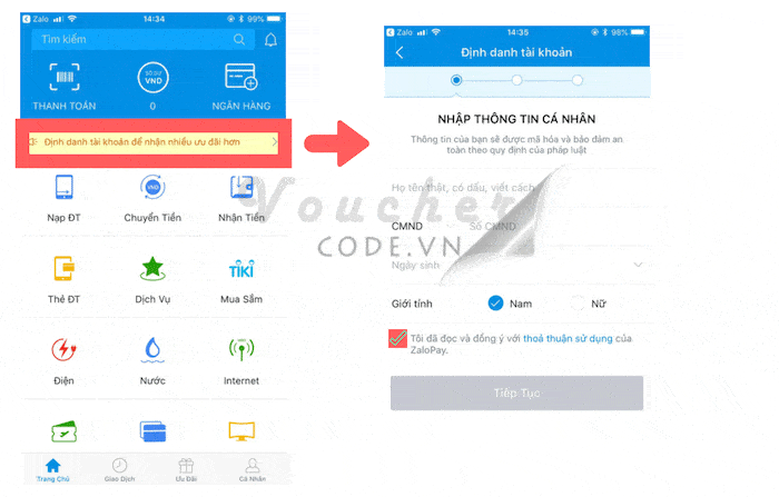 Huong dan cai dat va nhan uu dai zalopay 2 Hướng dẫn cài đặt ZaloPay