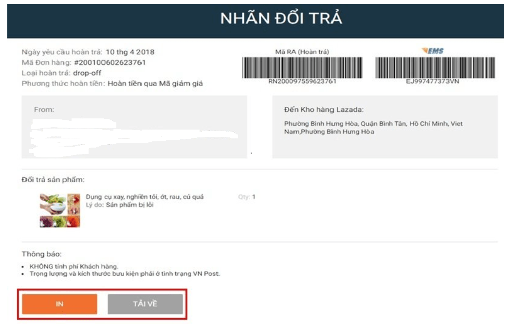 la Cách đổi trả hàng trên Lazada