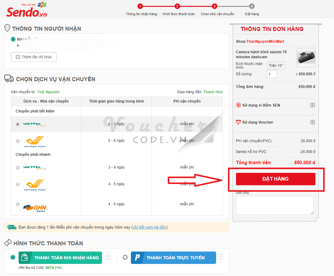 voucher sendo 50k Mã giảm giá Sendo