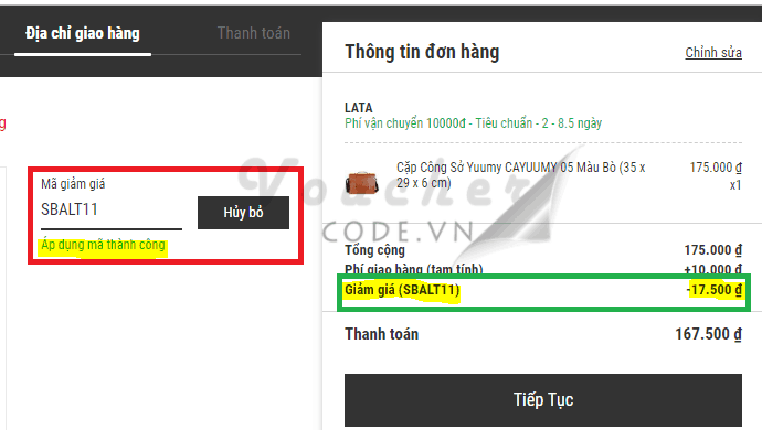 Cach nhap ma giam gia lotte 4 Kiểm tra mức giảm