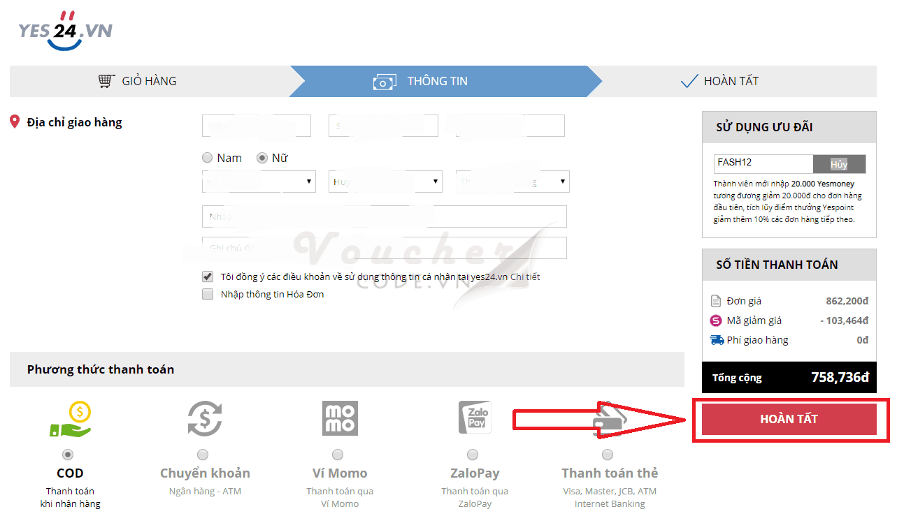 ma giảm giá yes24
