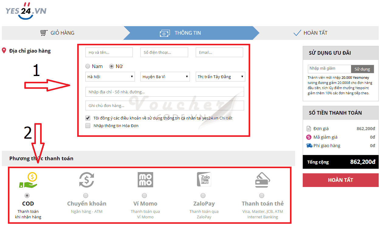 ma giảm giá yes24