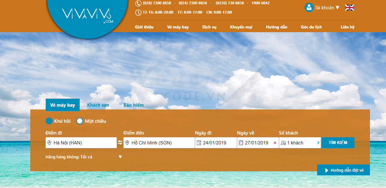 Huong dan dat ve may bay tren vivavivu chon ve Hướng dẫn đặt vé máy bay trên Vivavivu