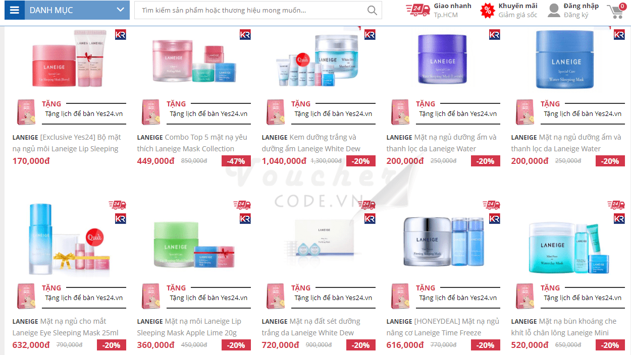 Trang bán hàng Yes24