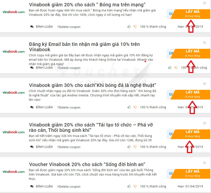 Hướng dẫn lấy mã giảm giá Vinabook