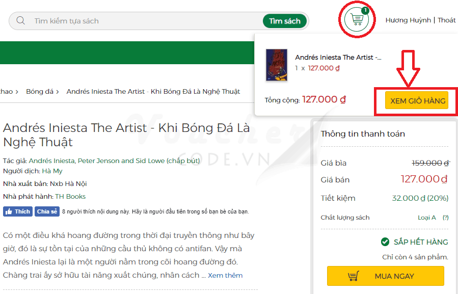 Hướng dẫn mua sách trên Vinabook