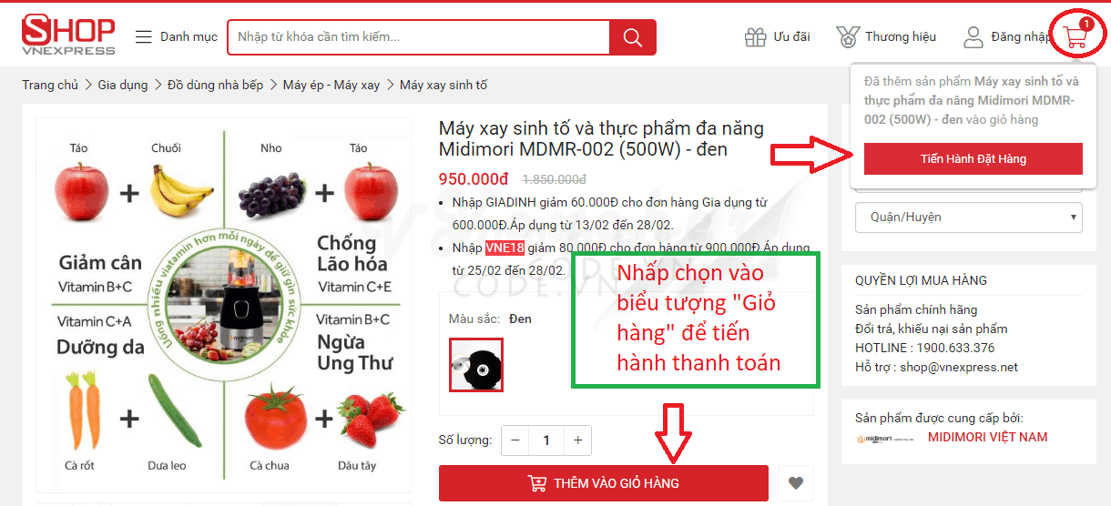 huong dan mua hang shop vnexpress 4 Hướng dẫn mua hàng và sử dụng mã giảm giá Shop VnExpress