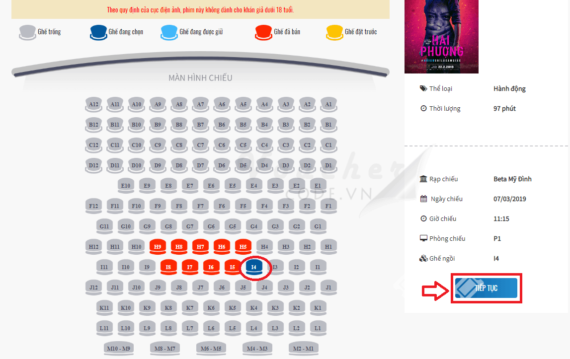 Huong dan dat ve xem phim tren beta 5 Mã giảm giá Beta Cineplex, mua vé xem phim chỉ với 45K
