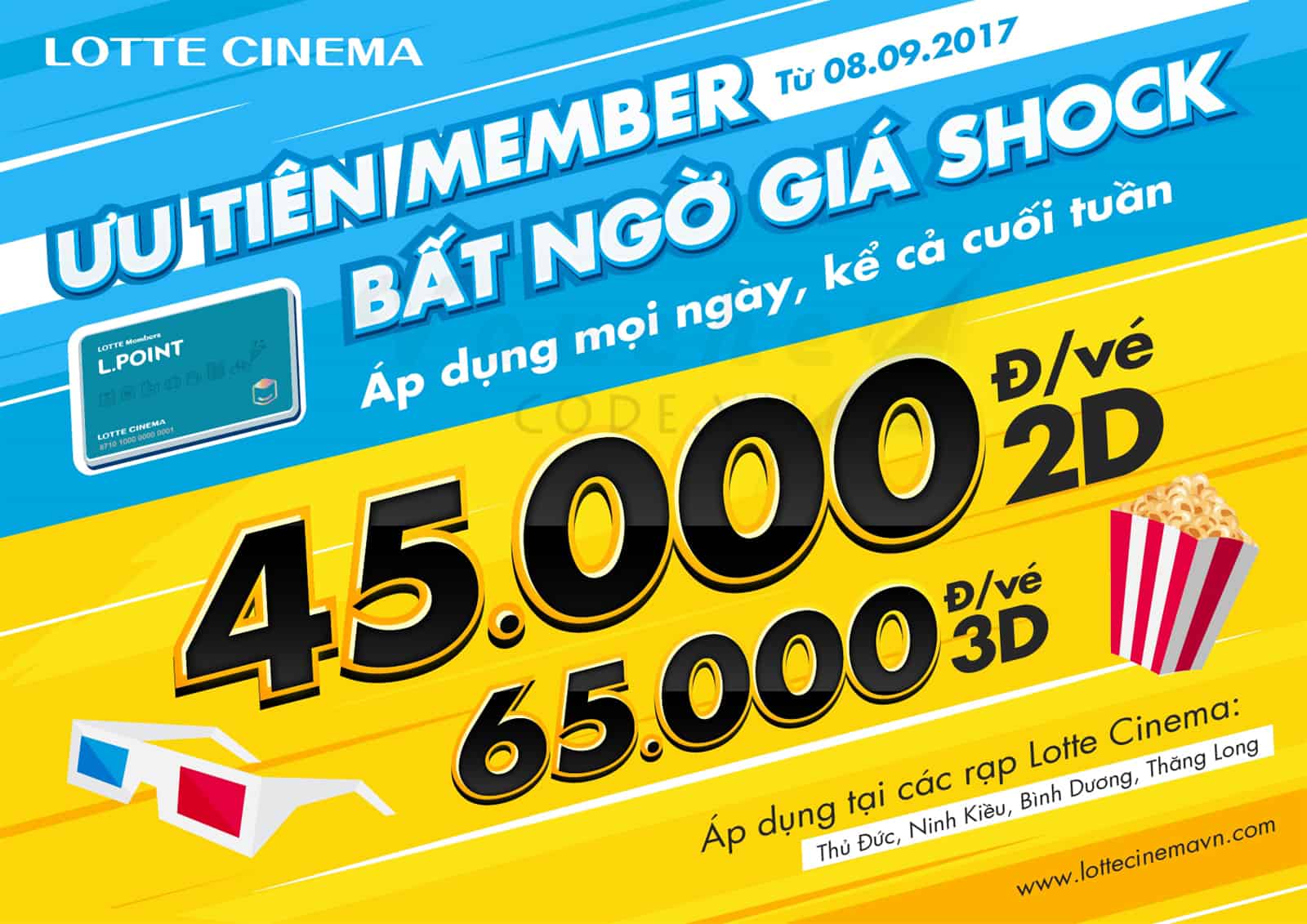 Mã giảm giá Lotte Cinema, Voucher mua vé xem phim Lotte 9K