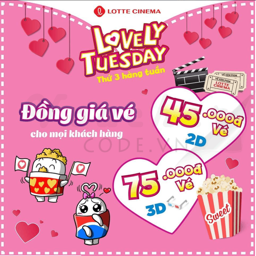 Mã giảm giá Lotte Cinema, Voucher mua vé xem phim Lotte 9K