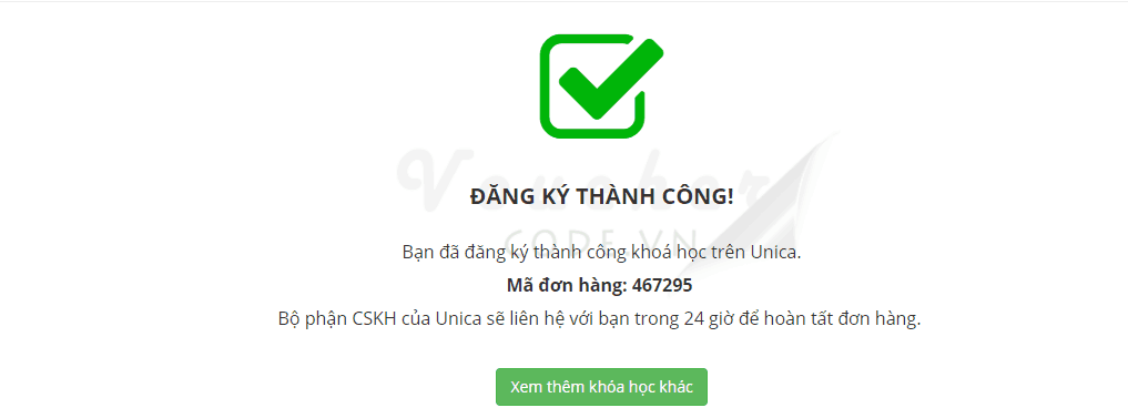 Mã giảm giá khóa học Unica