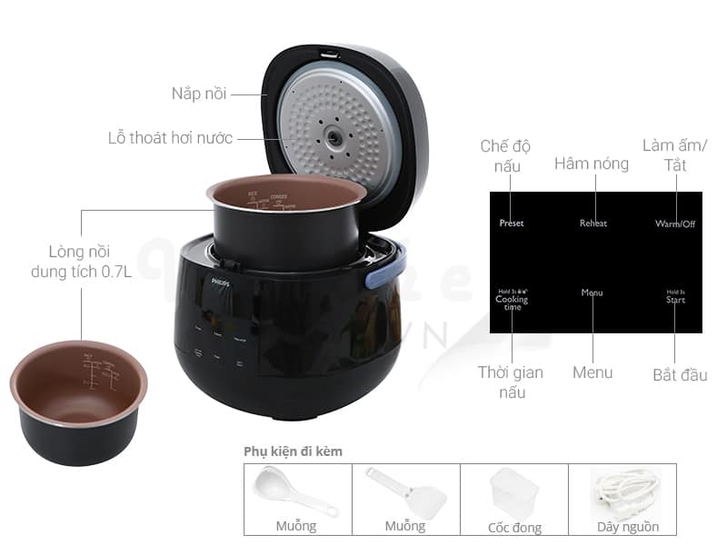 noi com dien dien tu philips 9 Top 5 nồi cơm điện mini của Nhật đáng tiền nhất hiện nay