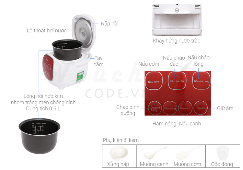noi com dien tu midea 8 Top 5 nồi cơm điện mini của Nhật đáng tiền nhất hiện nay