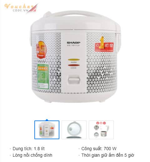 Top 5 noi com dien dang mua nhat tai nguyen kim 2 Nồi cơm điện Sharp KS-181TJV