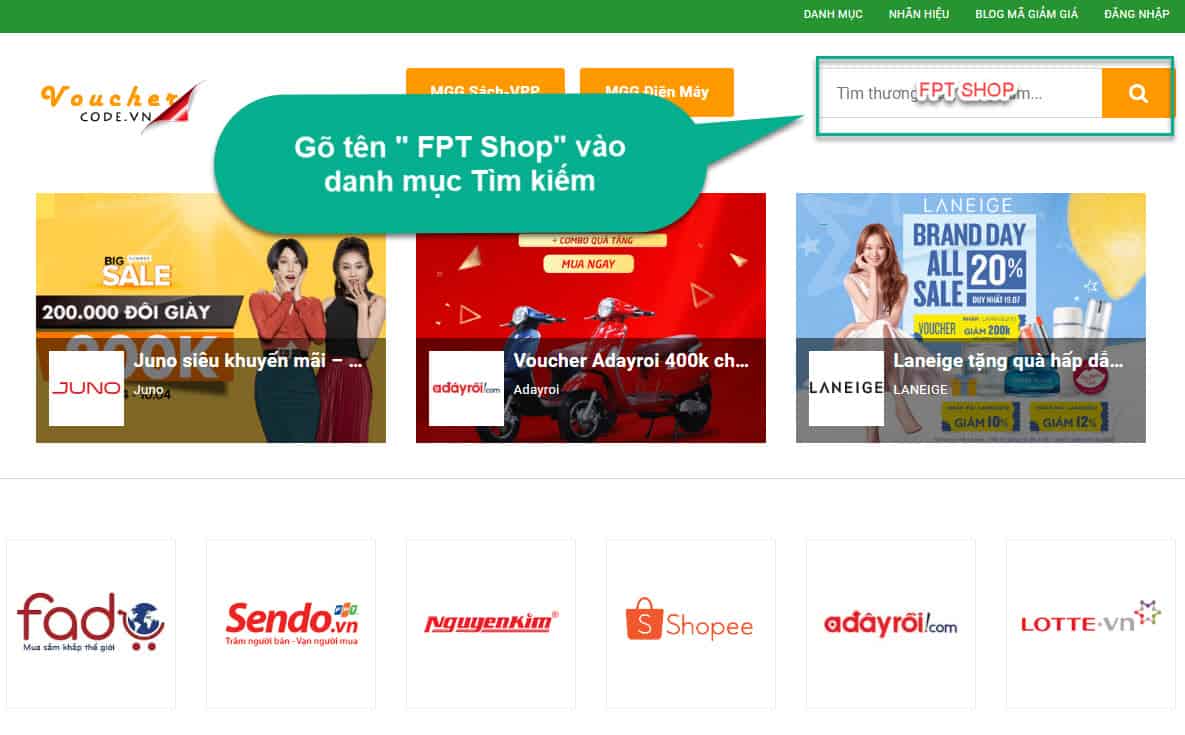 Lấy mã giảm giá FPT Shop trên Giamgiatructuyen.com