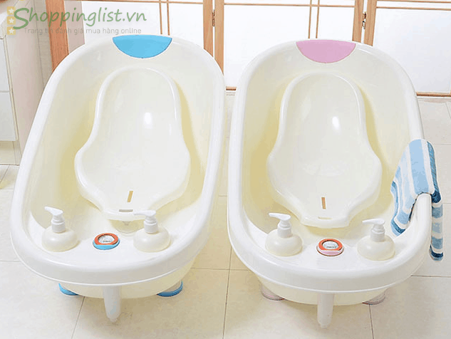 Chau tam cho be loai nao tot 9 Alcoco Chậu tắm thông minh có nhiệt kế Alcoco