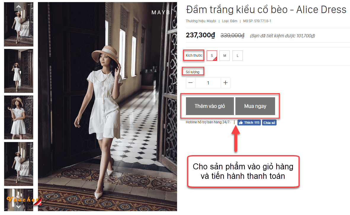 Hướng dẫn đặt hàng trên Maybi.com