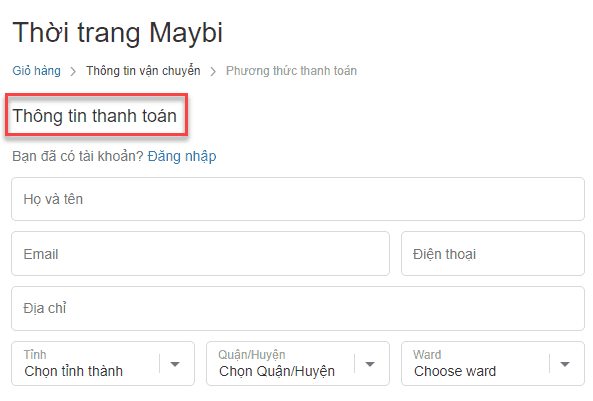 Hướng dẫn đặt hàng trên Maybi.com