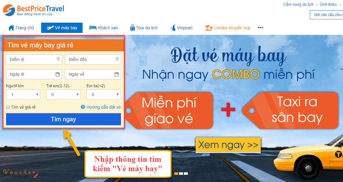 Huong dan dat ve may bay tren bestprice Hướng dẫn đặt vé máy bay trên Bestprice