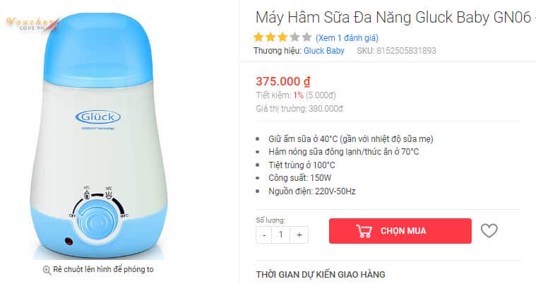 Máy hâm sữa đa năng Gluck GN06