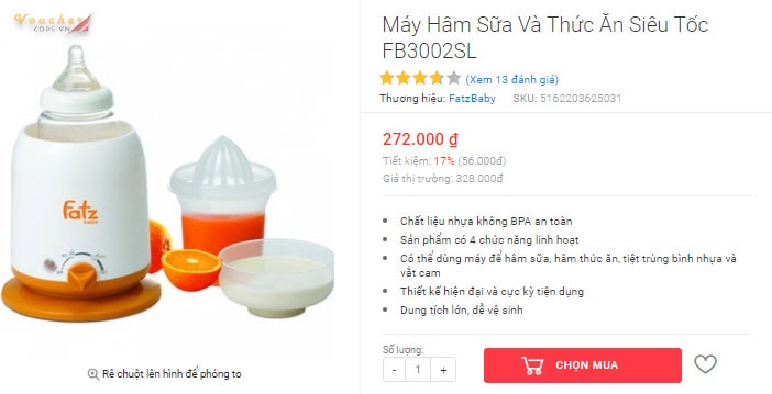 Máy hâm sữa Fatzbaby FB3002SL
