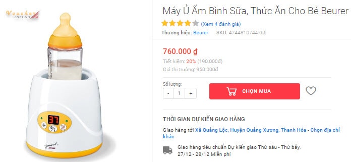 Máy Ủ Ấm Bình Sữa, Thức Ăn Cho Bé Beurer