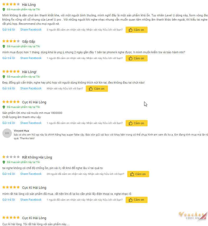 Đánh giá khách hàng về tai nghe Bluetooth Samsung Level U