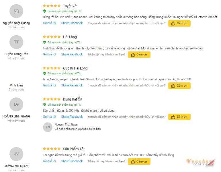 Đánh giá khách hàng về tai nghe Bluetooth Joway H02.