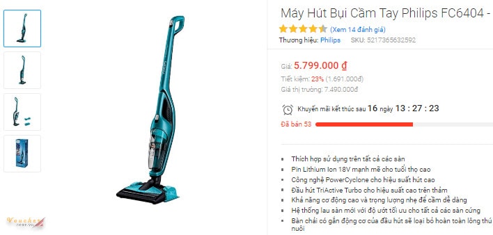 Máy hút bụi cầm tay Philips FC6404