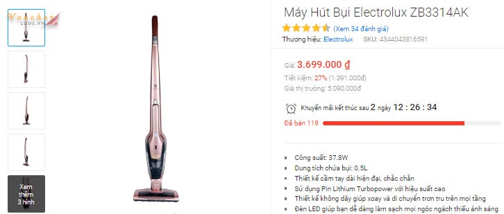 Máy hút bụi cầm tay Electrolux ZB3314AK