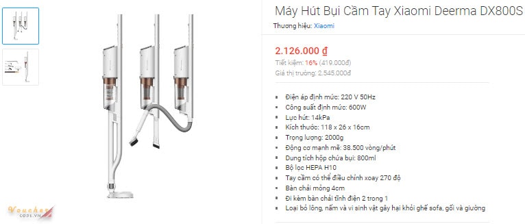 Máy hút bụi cầm tay Xiaomi Deerma DX800s