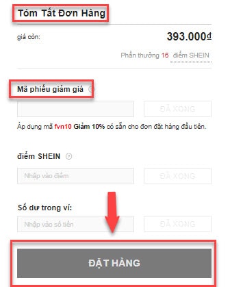 Hướng dẫn dùng mã giảm giá Shein