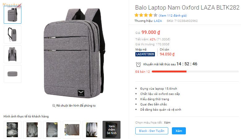 balo nam dep 9 Balo Laptop Nam Oxford LAZA BLTK282