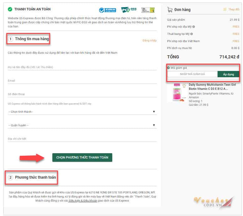 Hướng dẫn đặt hàng trên Usexpress