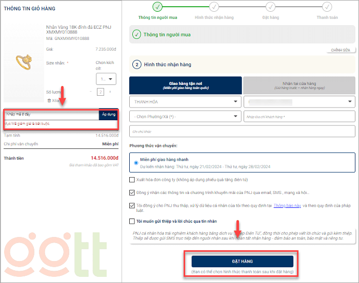 cach su dung ma giam gia pnj b3