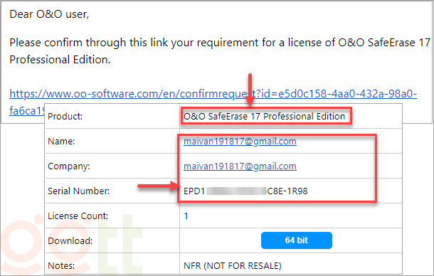 o o safeerase 17 professional nhap email hai