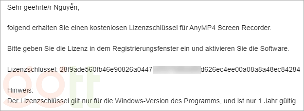 anymp4 screen recorder nhan key o hop thu email