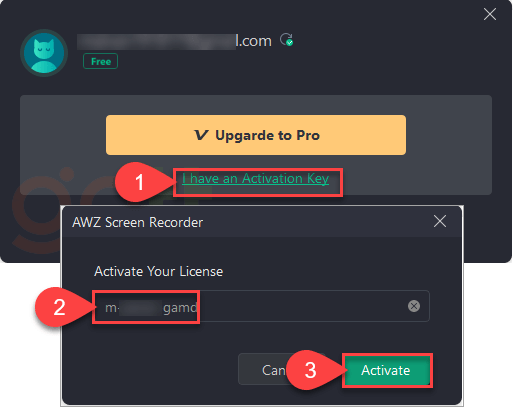 awz screen recorder pro dang nhap thanh cong