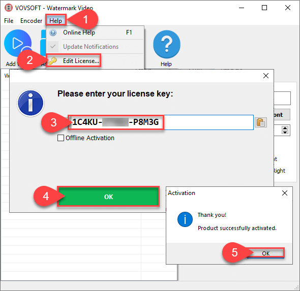 kich hoat phan mem vovsoft watermark video