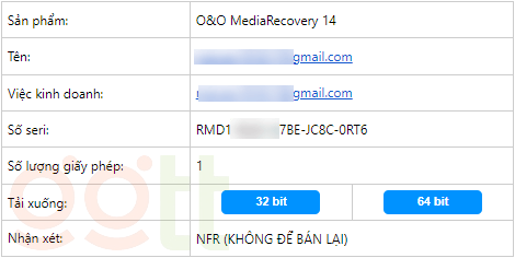 nhan key o o mediarecovery 14 pro