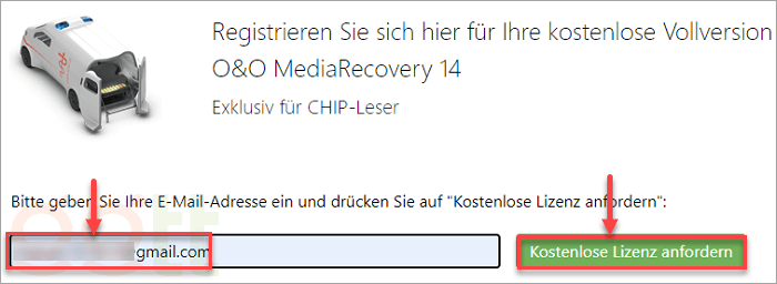 nhap email o o mediarecovery 14 pro