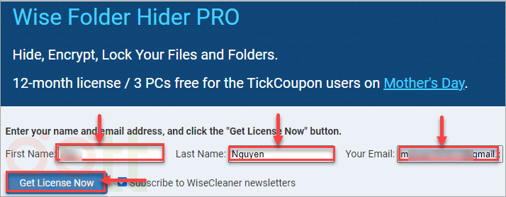 nhap email wise folder hider
