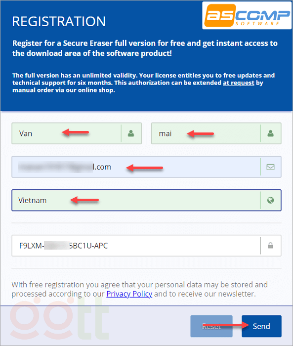 nhap ten mail ascomp secure eraser professional
