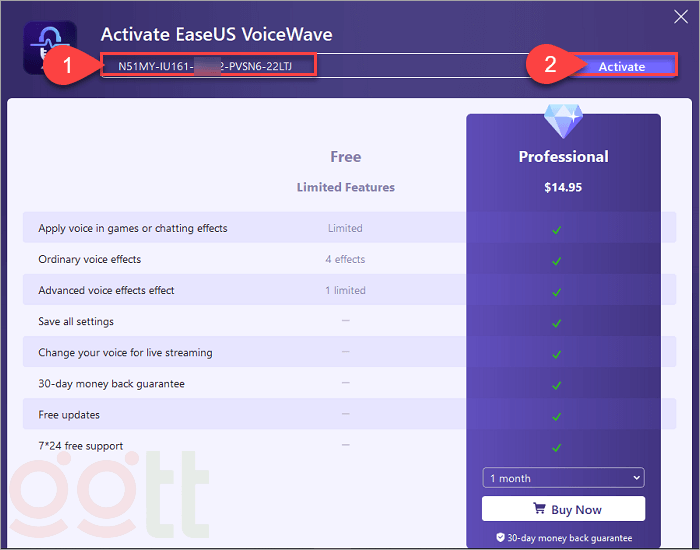kich hoat thanh cong easeus voicewave